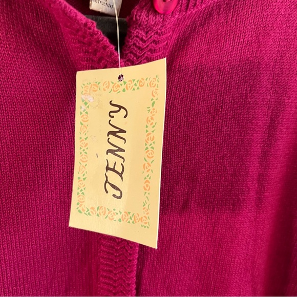 Vintage Jenny Cardigan Hot Pink Knit Button Front Sweater Sz SP NWT Old Stock - Picture 6 of 11